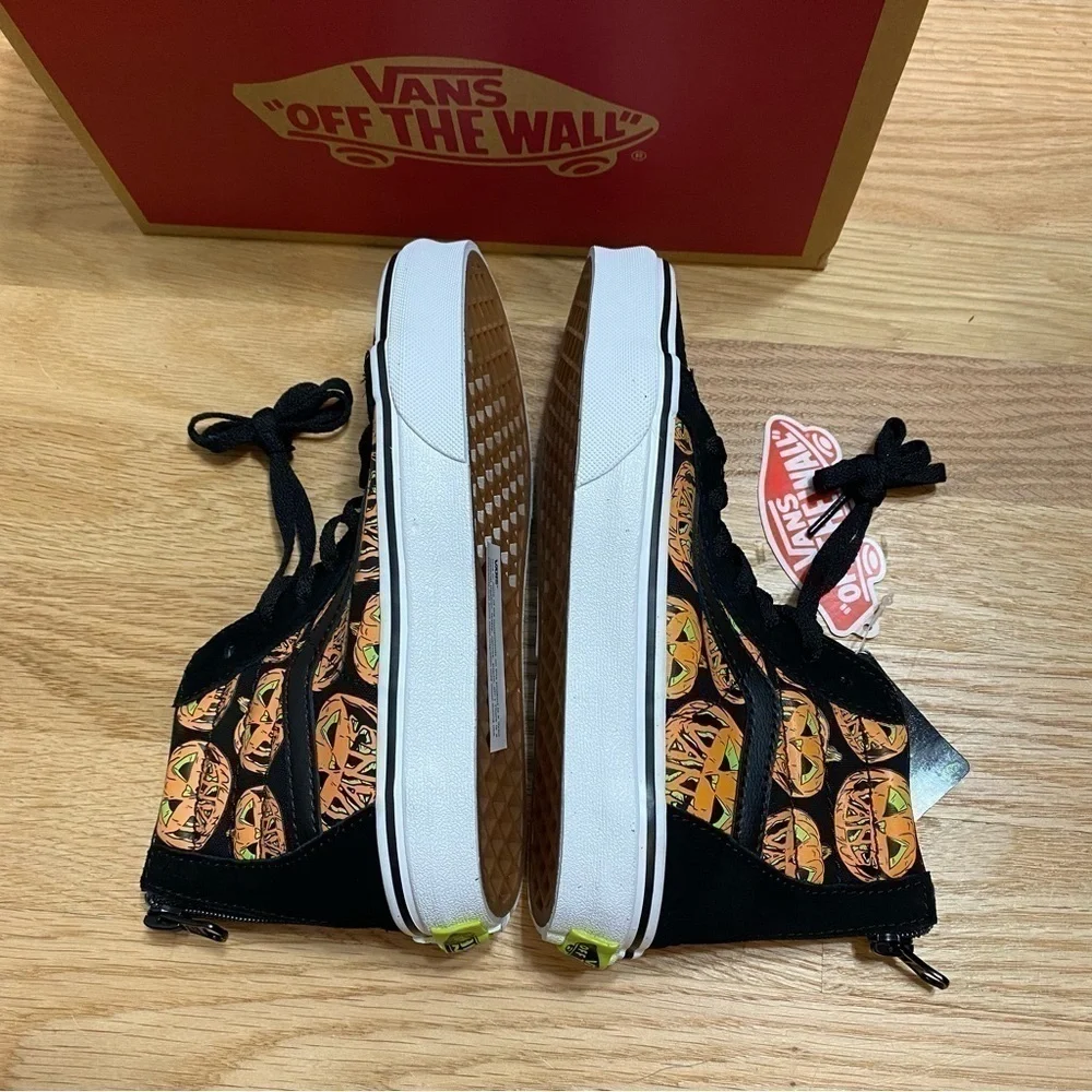 Vans Glow in the Dark Pumpkin Sneakers NEW Sk8 Hi Zip Kids Sz 1 2 12 13 Youth